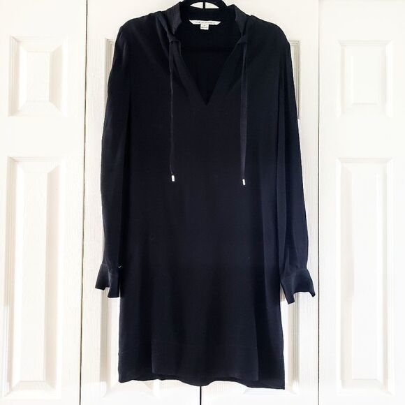 DVF Black Shirt Shift Dress, Long Sleeve, US Women's 4 - Picture 1 of 7